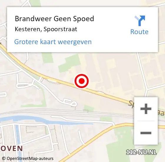 Locatie op kaart van de 112 melding: Brandweer Geen Spoed Naar Kesteren, Spoorstraat op 20 juli 2021 04:01