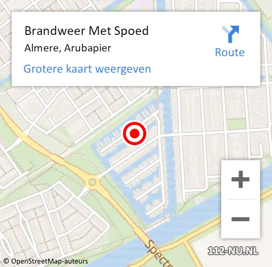 Locatie op kaart van de 112 melding: Brandweer Met Spoed Naar Almere, Arubapier op 20 juli 2021 04:14