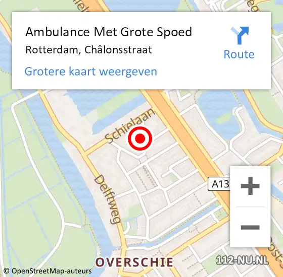 Locatie op kaart van de 112 melding: Ambulance Met Grote Spoed Naar Rotterdam, Châlonsstraat op 20 juli 2021 04:17