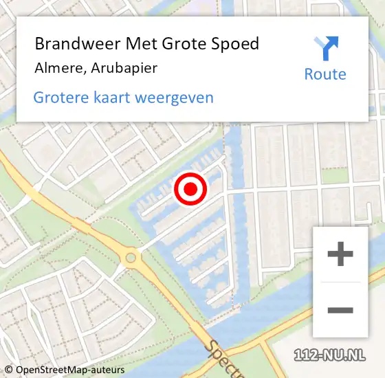 Locatie op kaart van de 112 melding: Brandweer Met Grote Spoed Naar Almere, Arubapier op 20 juli 2021 04:22