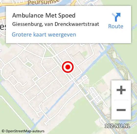 Locatie op kaart van de 112 melding: Ambulance Met Spoed Naar Giessenburg, van Drenckwaertstraat op 20 juli 2021 04:37