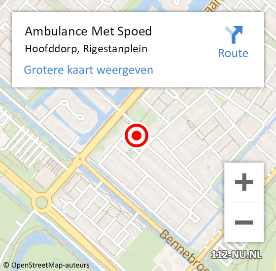 Locatie op kaart van de 112 melding: Ambulance Met Spoed Naar Hoofddorp, Rigestanplein op 20 juli 2021 05:12