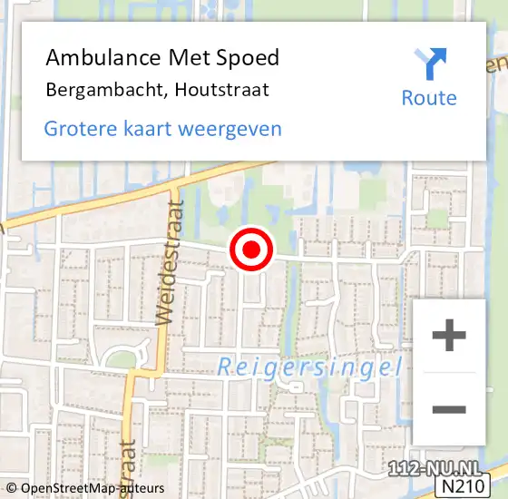 Locatie op kaart van de 112 melding: Ambulance Met Spoed Naar Bergambacht, Houtstraat op 20 juli 2021 06:40