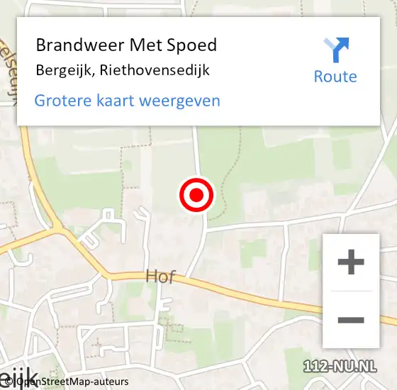 Locatie op kaart van de 112 melding: Brandweer Met Spoed Naar Bergeijk, Riethovensedijk op 20 juli 2021 07:18