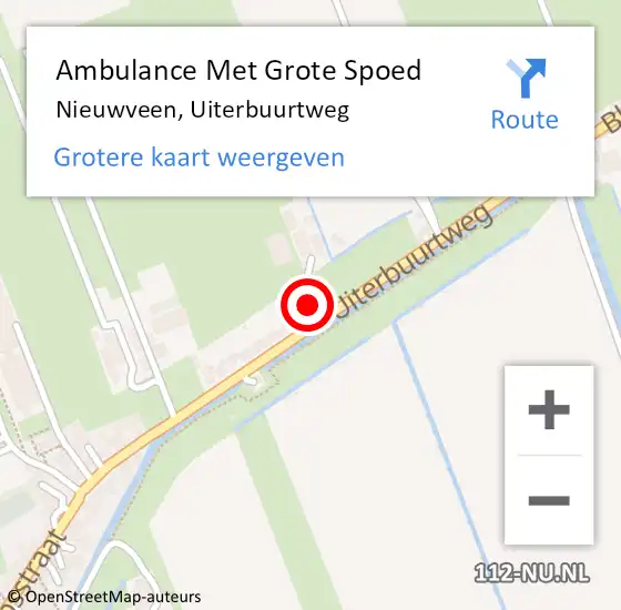 Locatie op kaart van de 112 melding: Ambulance Met Grote Spoed Naar Nieuwveen, Uiterbuurtweg op 20 juli 2021 07:28