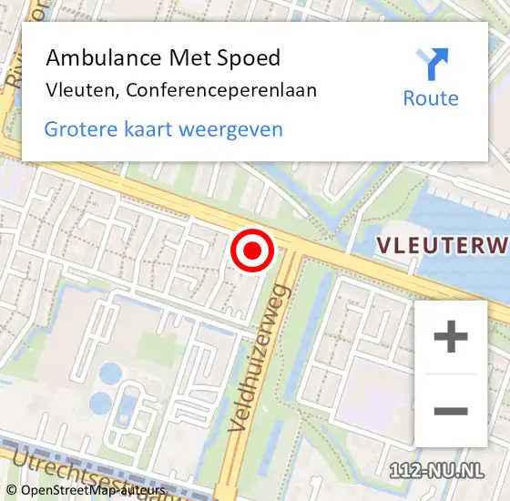 Locatie op kaart van de 112 melding: Ambulance Met Spoed Naar Vleuten, Conferenceperenlaan op 17 juni 2014 04:41