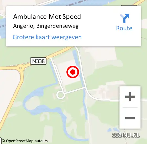 Locatie op kaart van de 112 melding: Ambulance Met Spoed Naar Angerlo, Bingerdenseweg op 20 juli 2021 07:53