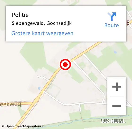 Locatie op kaart van de 112 melding: Politie Siebengewald, Gochsedijk op 20 juli 2021 07:54