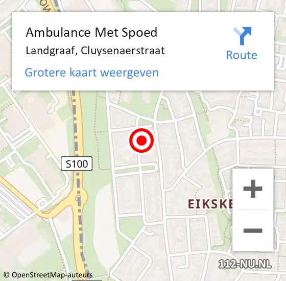 Locatie op kaart van de 112 melding: Ambulance Met Spoed Naar Landgraaf, Cluysenaerstraat op 17 juni 2014 04:46