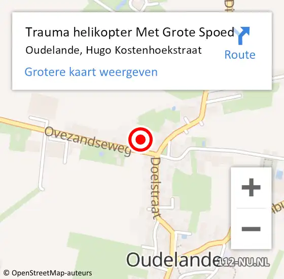 Locatie op kaart van de 112 melding: Trauma helikopter Met Grote Spoed Naar Oudelande, Hugo Kostenhoekstraat op 20 juli 2021 08:31