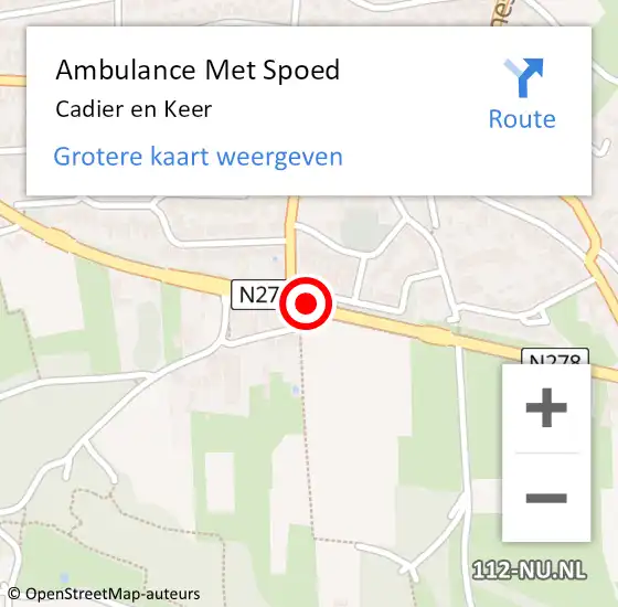 Locatie op kaart van de 112 melding: Ambulance Met Spoed Naar Cadier en Keer op 17 juni 2014 05:01