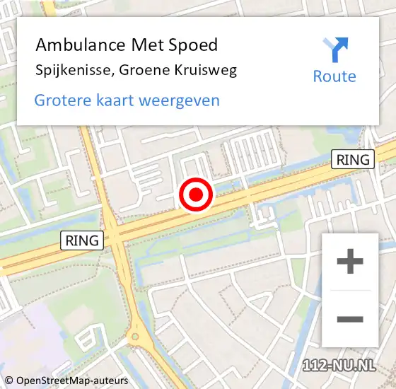Locatie op kaart van de 112 melding: Ambulance Met Spoed Naar Spijkenisse, Groene Kruisweg op 20 juli 2021 08:34