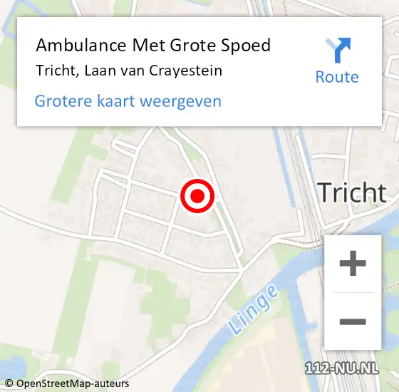 Locatie op kaart van de 112 melding: Ambulance Met Grote Spoed Naar Tricht, Laan van Crayestein op 20 juli 2021 08:47