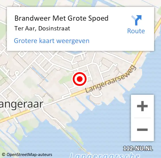 Locatie op kaart van de 112 melding: Brandweer Met Grote Spoed Naar Ter Aar, Dosinstraat op 20 juli 2021 09:20