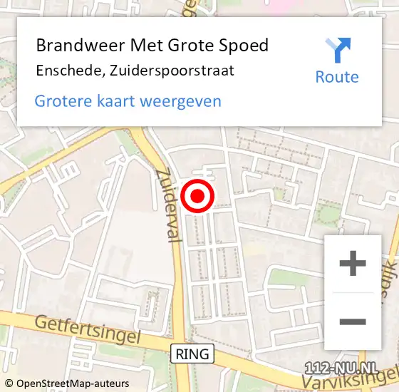 Locatie op kaart van de 112 melding: Brandweer Met Grote Spoed Naar Enschede, Zuiderspoorstraat op 20 juli 2021 09:24