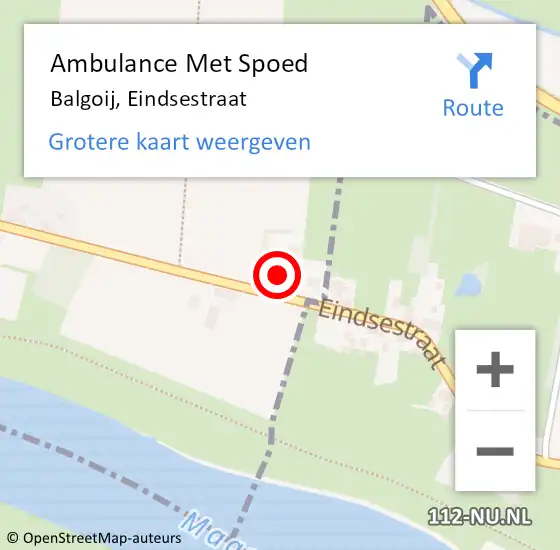 Locatie op kaart van de 112 melding: Ambulance Met Spoed Naar Balgoij, Eindsestraat op 17 juni 2014 05:32