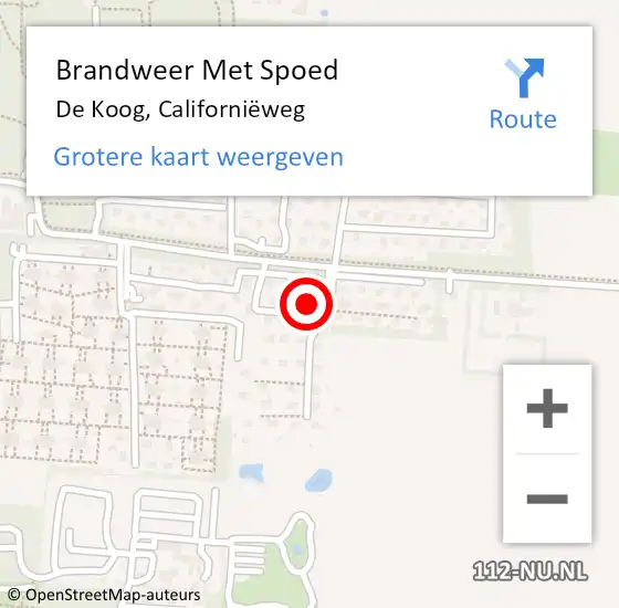 Locatie op kaart van de 112 melding: Brandweer Met Spoed Naar De Koog, Californiëweg op 20 juli 2021 09:34