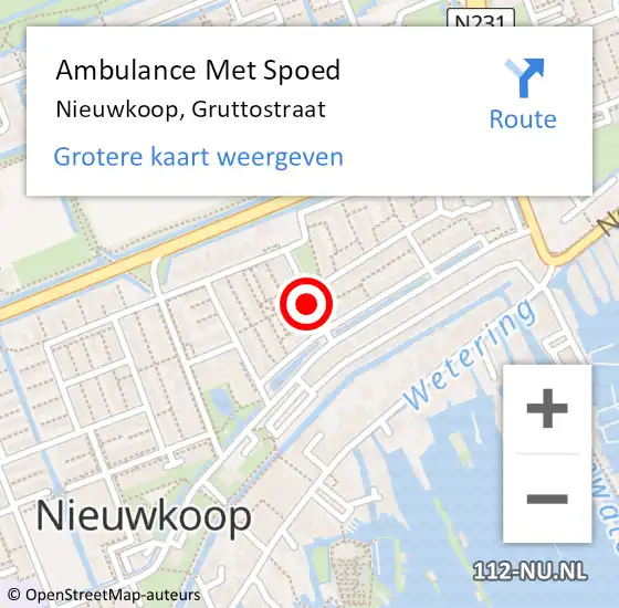 Locatie op kaart van de 112 melding: Ambulance Met Spoed Naar Nieuwkoop, Gruttostraat op 20 juli 2021 09:34