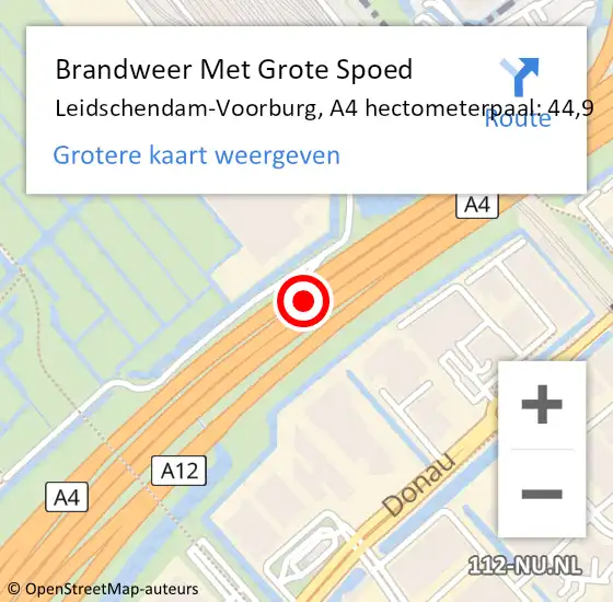 Locatie op kaart van de 112 melding: Brandweer Met Grote Spoed Naar Leidschendam-Voorburg, A4 hectometerpaal: 44,9 op 20 juli 2021 09:42