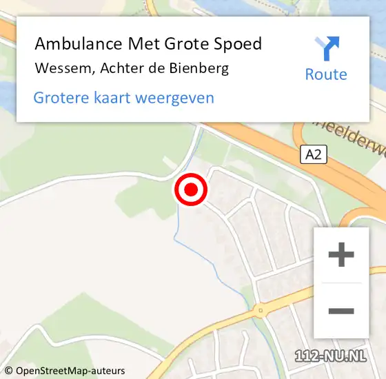 Locatie op kaart van de 112 melding: Ambulance Met Grote Spoed Naar Wessem, Achter de Bienberg op 17 juni 2014 05:52