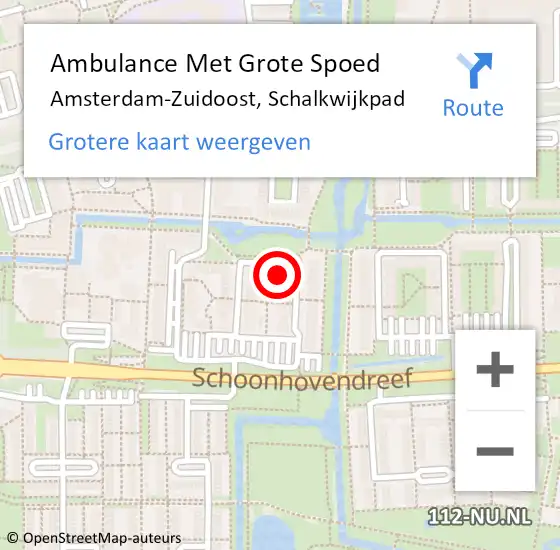 Locatie op kaart van de 112 melding: Ambulance Met Grote Spoed Naar Amsterdam-Zuidoost, Schalkwijkpad op 20 juli 2021 10:06