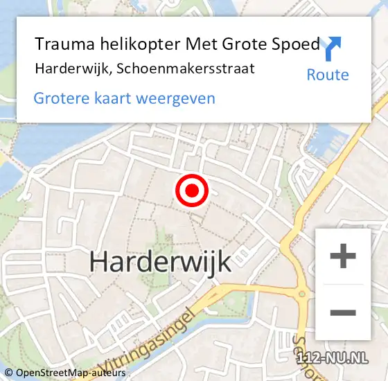 Locatie op kaart van de 112 melding: Trauma helikopter Met Grote Spoed Naar Harderwijk, Schoenmakersstraat op 20 juli 2021 10:18