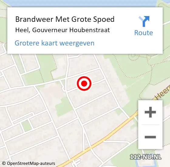 Locatie op kaart van de 112 melding: Brandweer Met Grote Spoed Naar Heel, Gouverneur Houbenstraat op 20 juli 2021 10:20