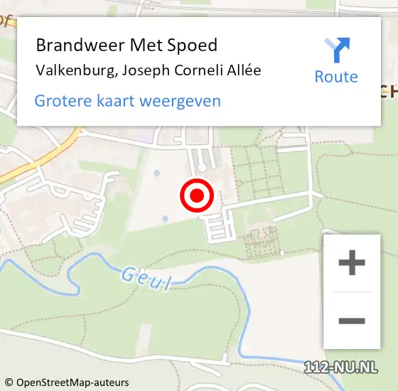 Locatie op kaart van de 112 melding: Brandweer Met Spoed Naar Valkenburg, Joseph Corneli Allée op 20 juli 2021 10:25