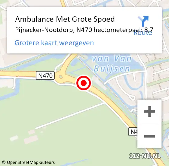 Locatie op kaart van de 112 melding: Ambulance Met Grote Spoed Naar Pijnacker-Nootdorp, N470 hectometerpaal: 8,7 op 20 juli 2021 10:27