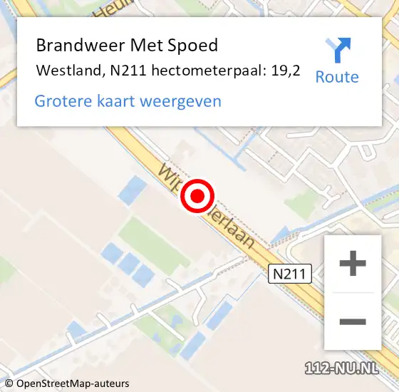 Locatie op kaart van de 112 melding: Brandweer Met Spoed Naar Westland, N211 hectometerpaal: 19,2 op 20 juli 2021 10:36