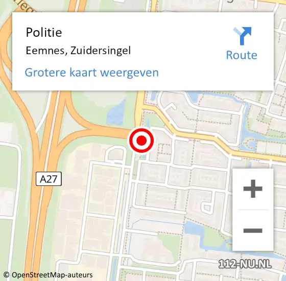 Locatie op kaart van de 112 melding: Politie Eemnes, Zuidersingel op 20 juli 2021 10:56