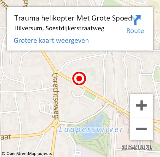 Locatie op kaart van de 112 melding: Trauma helikopter Met Grote Spoed Naar Hilversum, Soestdijkerstraatweg op 20 juli 2021 11:05