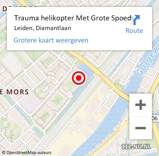 Locatie op kaart van de 112 melding: Trauma helikopter Met Grote Spoed Naar Leiden, Diamantlaan op 20 juli 2021 11:09