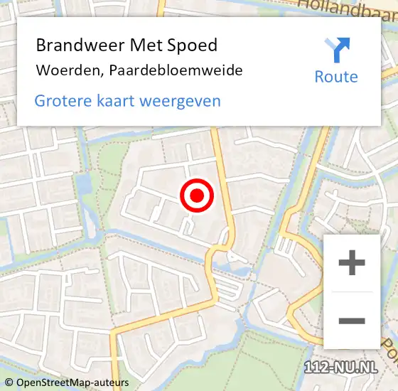 Locatie op kaart van de 112 melding: Brandweer Met Spoed Naar Woerden, Paardebloemweide op 20 juli 2021 11:28