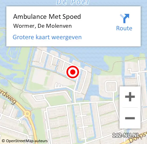 Locatie op kaart van de 112 melding: Ambulance Met Spoed Naar Wormer, De Molenven op 20 juli 2021 11:41