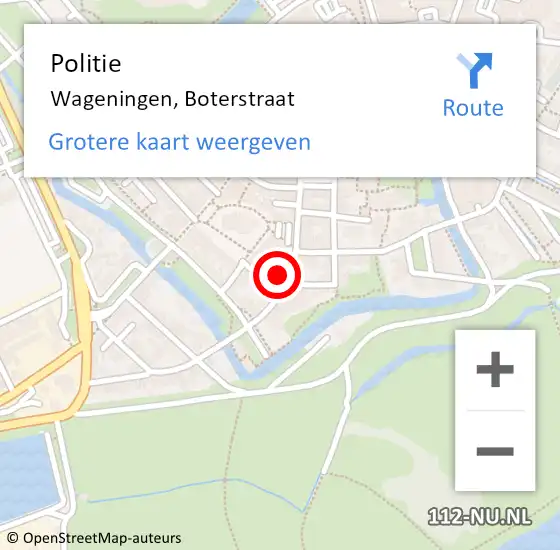 Locatie op kaart van de 112 melding: Politie Wageningen, Boterstraat op 20 juli 2021 11:42