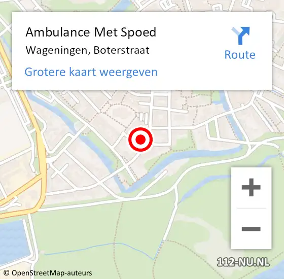 Locatie op kaart van de 112 melding: Ambulance Met Spoed Naar Wageningen, Boterstraat op 20 juli 2021 11:42