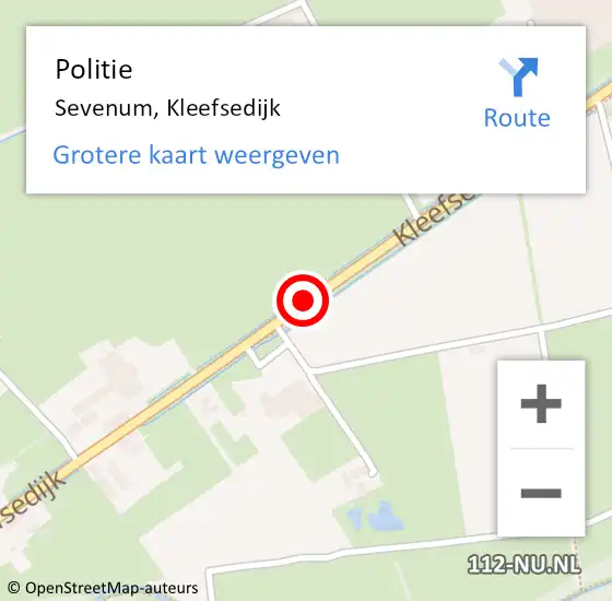 Locatie op kaart van de 112 melding: Politie Sevenum, Kleefsedijk op 20 juli 2021 11:52