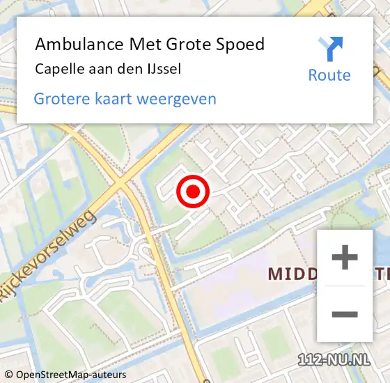 Locatie op kaart van de 112 melding: Ambulance Met Grote Spoed Naar Capelle aan den IJssel op 20 juli 2021 12:10