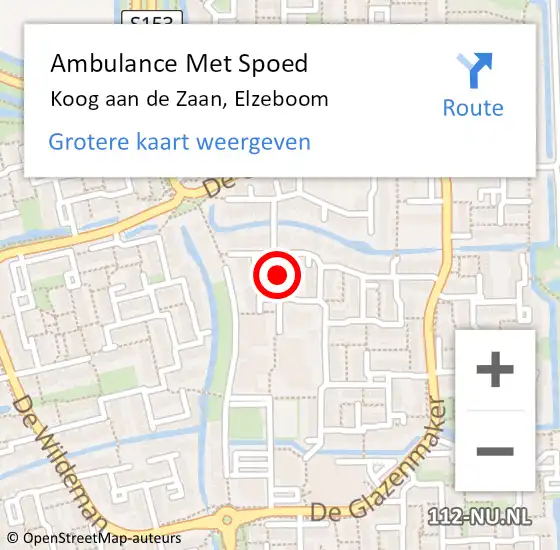 Locatie op kaart van de 112 melding: Ambulance Met Spoed Naar Koog aan de Zaan, Elzeboom op 20 juli 2021 12:12