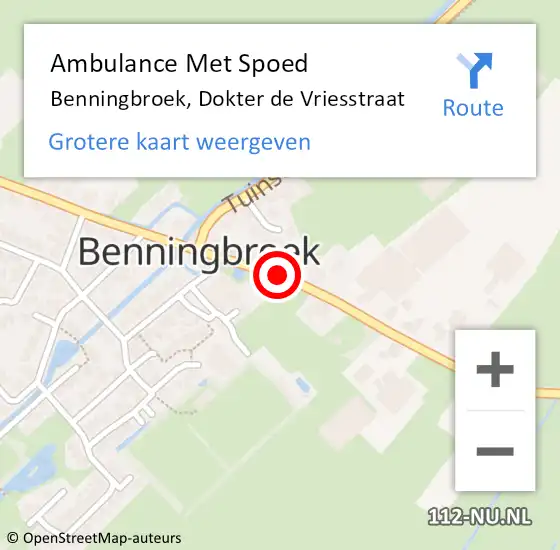 Locatie op kaart van de 112 melding: Ambulance Met Spoed Naar Benningbroek, Dokter de Vriesstraat op 20 juli 2021 12:12