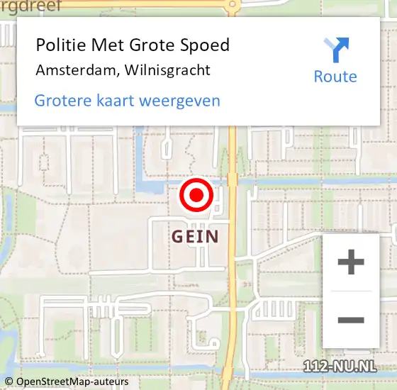 Locatie op kaart van de 112 melding: Politie Met Grote Spoed Naar Amsterdam-Zuidoost, Wilnisgracht op 20 juli 2021 12:32