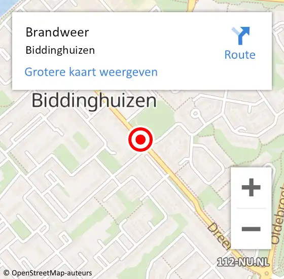 Locatie op kaart van de 112 melding: Brandweer Biddinghuizen op 20 juli 2021 12:42