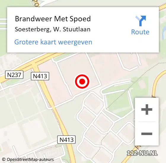 Locatie op kaart van de 112 melding: Brandweer Met Spoed Naar Soesterberg, W. Stuutlaan op 20 juli 2021 12:58