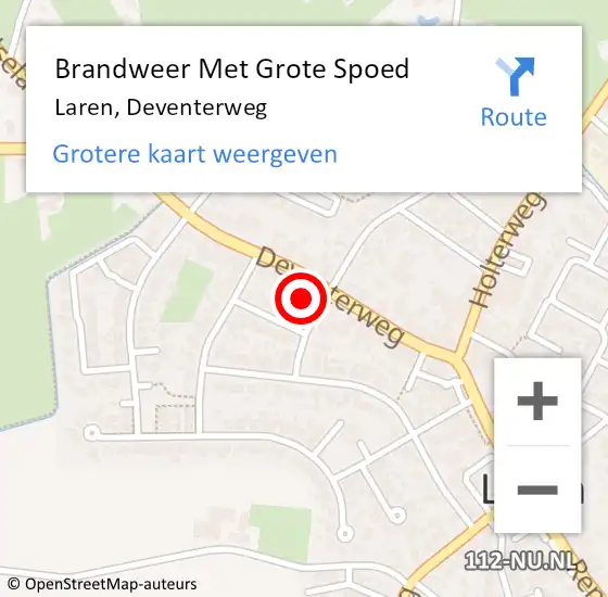 Locatie op kaart van de 112 melding: Brandweer Met Grote Spoed Naar Laren, Deventerweg op 20 juli 2021 13:08