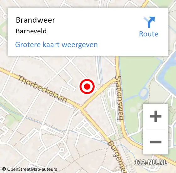 Locatie op kaart van de 112 melding: Brandweer Barneveld op 20 juli 2021 13:12