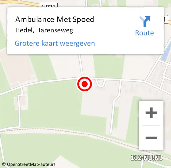 Locatie op kaart van de 112 melding: Ambulance Met Spoed Naar Hedel, Harenseweg op 20 juli 2021 13:19