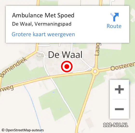 Locatie op kaart van de 112 melding: Ambulance Met Spoed Naar De Waal, Vermaningspad op 20 juli 2021 13:23