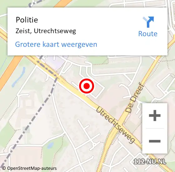 Locatie op kaart van de 112 melding: Politie Zeist, Utrechtseweg op 20 juli 2021 13:25