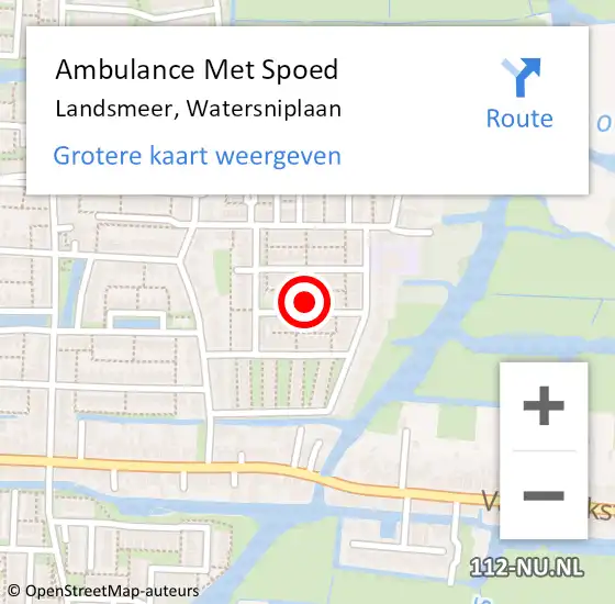 Locatie op kaart van de 112 melding: Ambulance Met Spoed Naar Landsmeer, Watersniplaan op 20 juli 2021 13:26